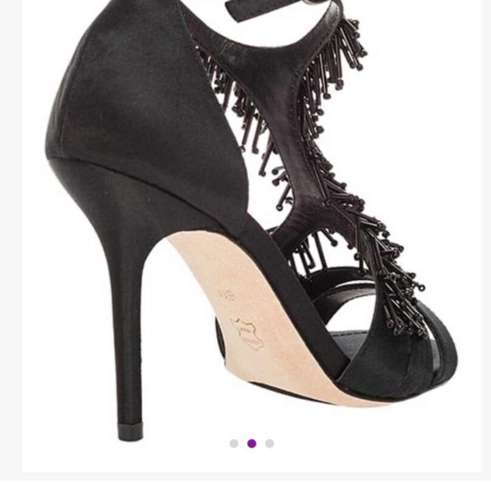 - Leon Max Womens Black Samba Beaded Heels Pump  Size 10 NWT night out wedding - Picture 2 of 7